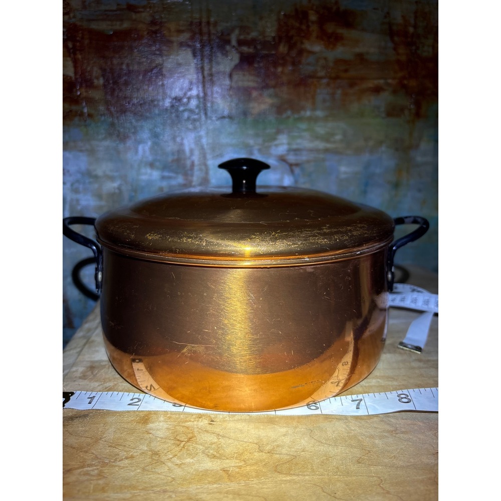 Vintage Coppercraft‎ Guild Copper Stock Pot with Lid 8 Inch Round DO USA Made